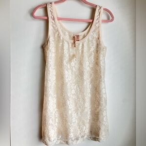 Cream Lace Camisole Tank Top Eyeshadow Shimmery Stretchy NWT Size XL